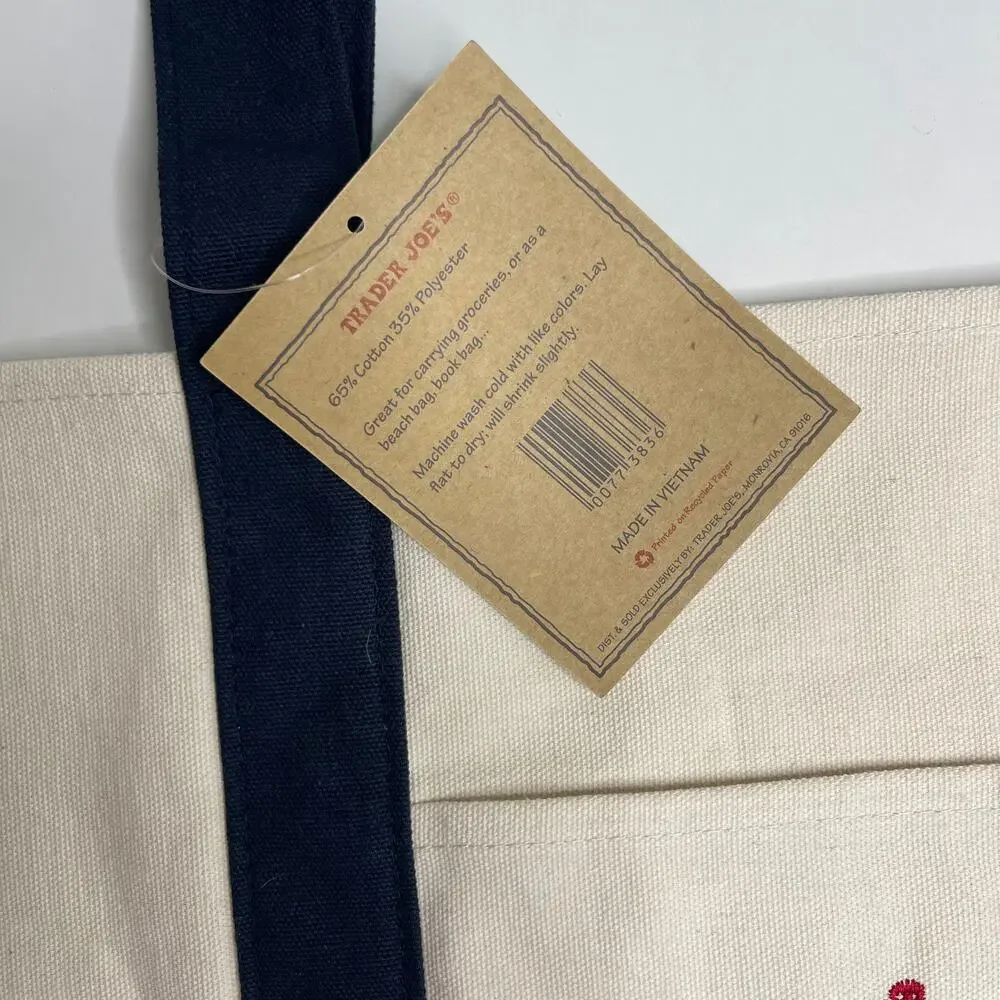 Set of 3! — Trader Joe’s Canvas Tote Bags — Large Size NAVY BLUE + Mini PASTELS!
